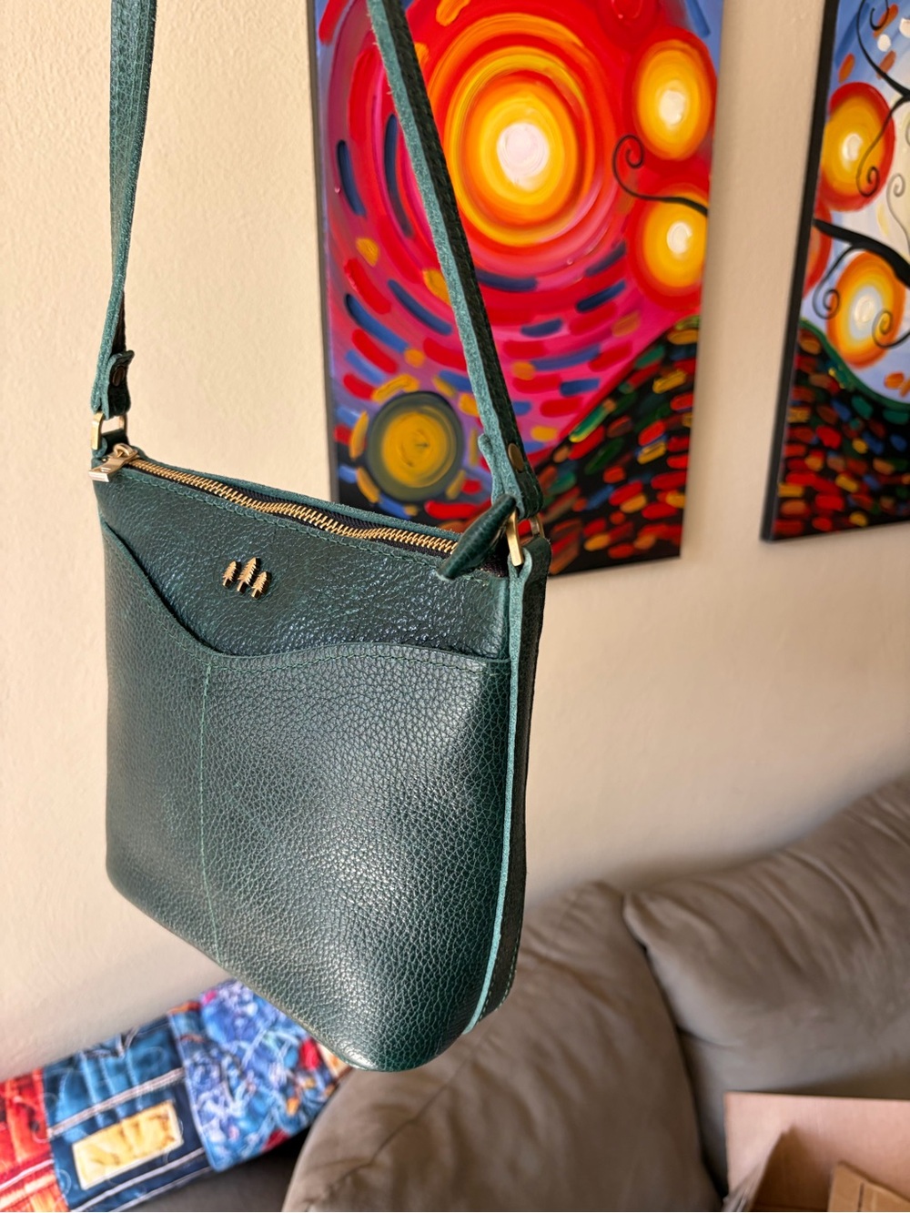 Portland Leather Forest Green Cypress Crossbody